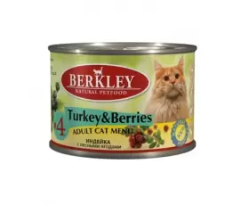 Berkley №4 консервы для кошек с индейкой и лесными ягодами, вес 0,2