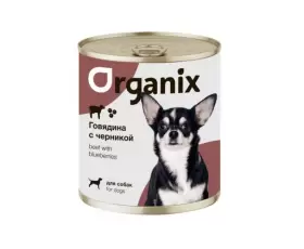 Organix Консервы для собак Заливное из говядины с черникой, вес 0,75 кг