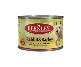 Berkley №6 консервы для собак с кроликом и ячменем, вес 0,2 кг 