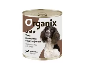 Organix Консервы для собак с уткой, индейкой и  картофелем, вес 0,75 кг