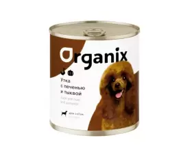 Organix Консервы для собак с сочной уткой, печенью и тыквой, вес 0,75 кг