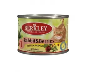 Berkley №1 консервы для котят с кроликом и лесными ягодами, вес 0,2 кг