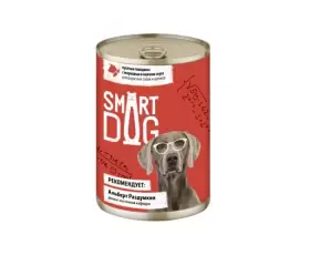 Smart Dog Консервы для взрослых собак и щенков из говядины с морковью в нежном соусе, вес 0,85 кг