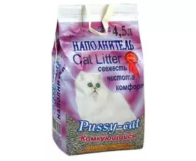 Pussy-Cat стандарт наполнитель для кошачьего туалета комкующийся (фиолетовый), пак 10 л